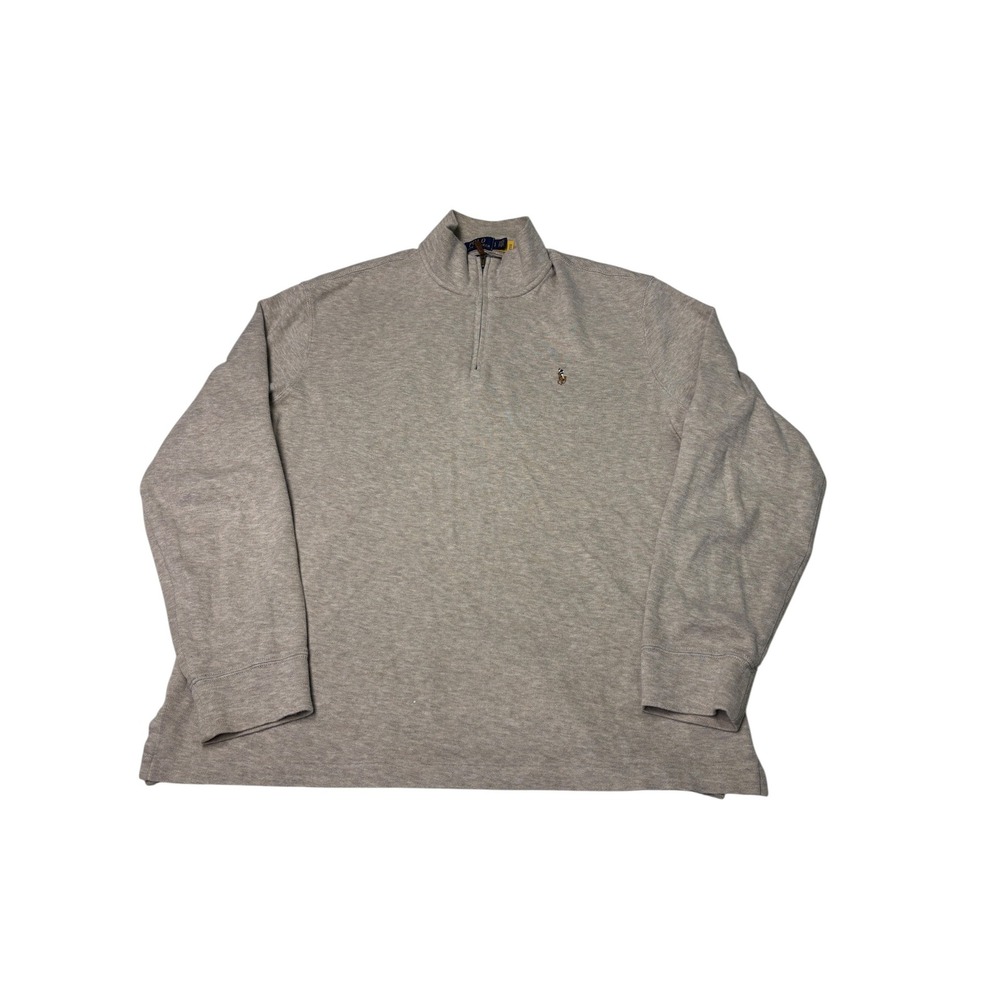 Polo Ralph Lauren Mens Estate Rib Quarter‎ Zip Pullover Tan Brown Large